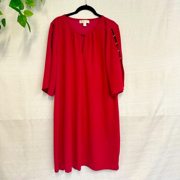 MICHAEL Michael Kors Dresses & Skirts - MICHAEL Michael Kors Red Crew Neck Midi Dress with Dolman Sleeves